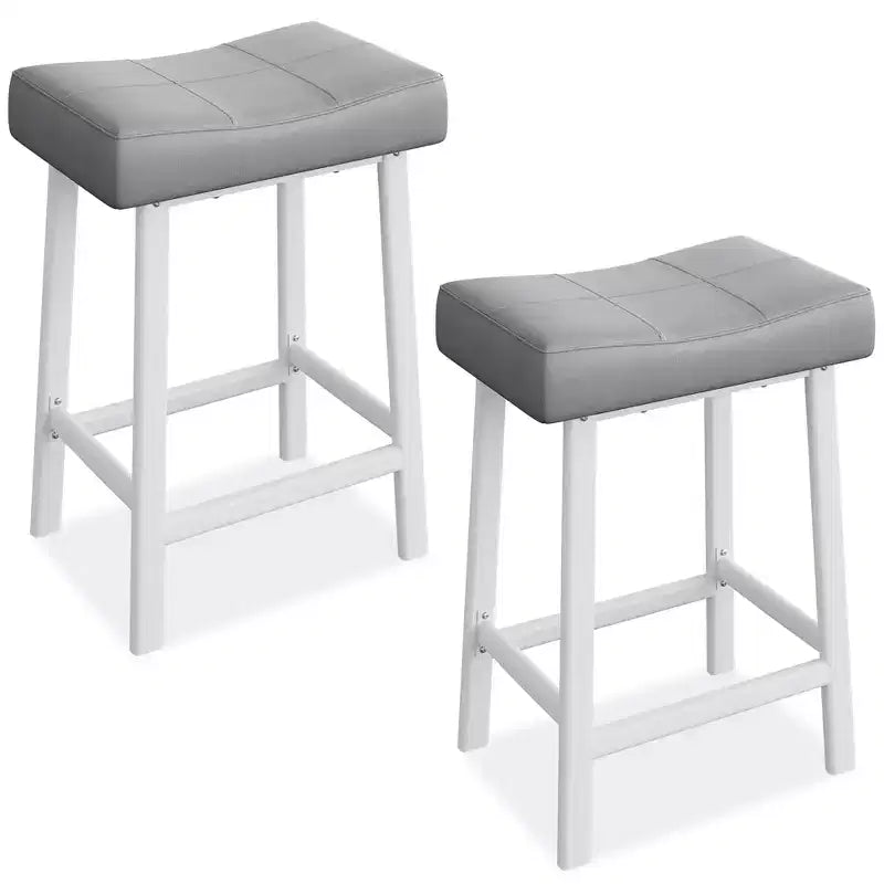 Lot de 2 tabourets de bar à hauteur de comptoir, en cuir PU avec pieds en métal robuste, sièges épais en forme de selle, tabourets de petit-déjeuner