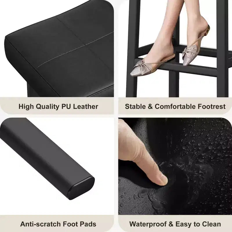 Lot de 2 tabourets de bar à hauteur de comptoir, en cuir PU avec pieds en métal robuste, sièges épais en forme de selle, tabourets de petit-déjeuner