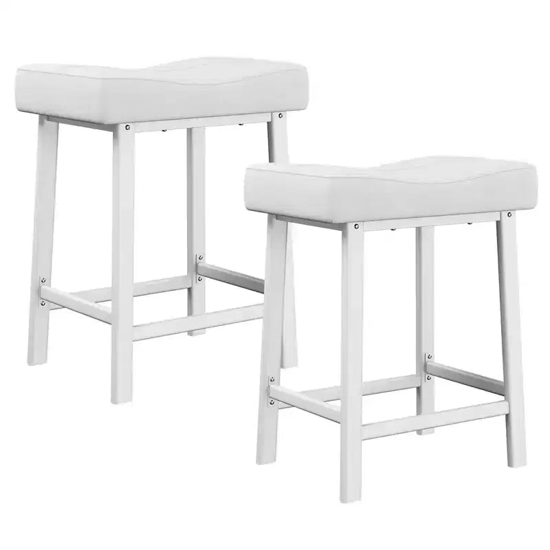 Lot de 2 tabourets de bar à hauteur de comptoir, en cuir PU avec pieds en métal robuste, sièges épais en forme de selle, tabourets de petit-déjeuner