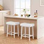 Lot de 2 tabourets de bar à hauteur de comptoir, en cuir PU avec pieds en métal robuste, sièges épais en forme de selle, tabourets de petit-déjeuner