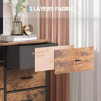 COZONY 70 Commode Noire avec 13 Tiroirs en Tissu et Lumières LED, Meuble TV Large avec Cadre Métallique pour Chambre et Salon