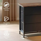 COZONY 70 Commode Noire avec 13 Tiroirs en Tissu et Lumières LED, Meuble TV Large avec Cadre Métallique pour Chambre et Salon