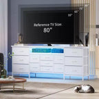 COZONY 70 Commode Noire avec 13 Tiroirs en Tissu et Lumières LED, Meuble TV Large avec Cadre Métallique pour Chambre et Salon