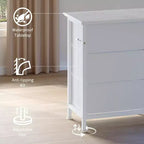COZONY 70 Commode Noire avec 13 Tiroirs en Tissu et Lumières LED, Meuble TV Large avec Cadre Métallique pour Chambre et Salon