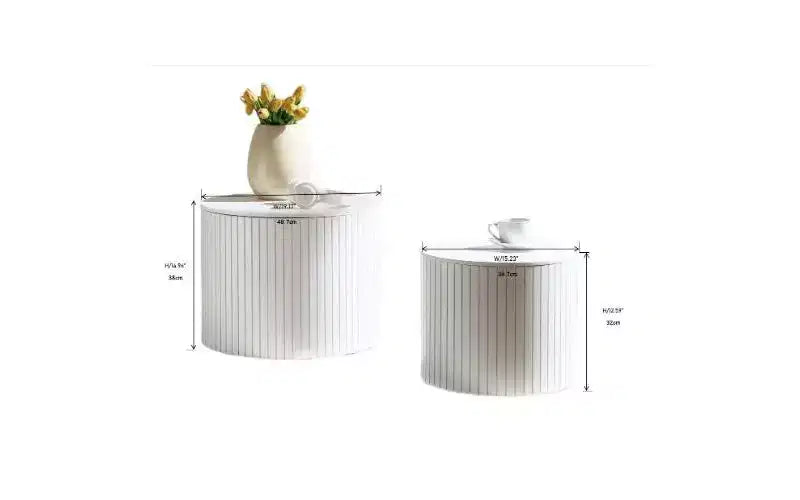 TUYOHW Lot de 2 tables d'appoint gigognes modernes, tables basses rondes étanches, tables d'appoint sans assemblage pour salon, table de chevet de chambre