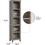 Étagère d'angle étroite à 5 niveaux, étagère de style campagnard pour salon avec pieds en bois, grise, convient pour le salon et la chambre, peu encombrante