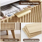 Commode cannelée pour chambre à coucher avec 5 tiroirs profonds, commode haute de 120 cm, design à profil incurvé, commode moderne en bois pour salon et couloir