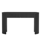 Table d'entrée Clihome avec design cannelé, console moderne avec rangement, plateau ovale et 2 tiroirs pour l'entrée et le salon