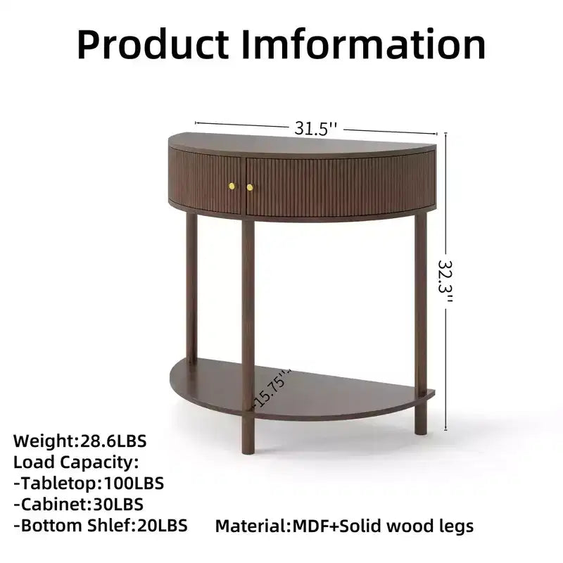 JVNOXK Table console ondulée fabriquée à la main de 80 cm, avec tiroirs texturés en 3D, dotée de deux tiroirs de rangement et d'une étagère inférieure. Marron
