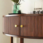 JVNOXK Table console ondulée fabriquée à la main de 80 cm, avec tiroirs texturés en 3D, dotée de deux tiroirs de rangement et d'une étagère inférieure. Marron