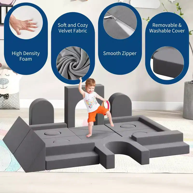 Garvee Canapé modulaire pour enfants 22 pièces, canapé convertible en mousse pour chambre et salle de jeux, canapé 2 placesCréatif, confortable et personnalisable