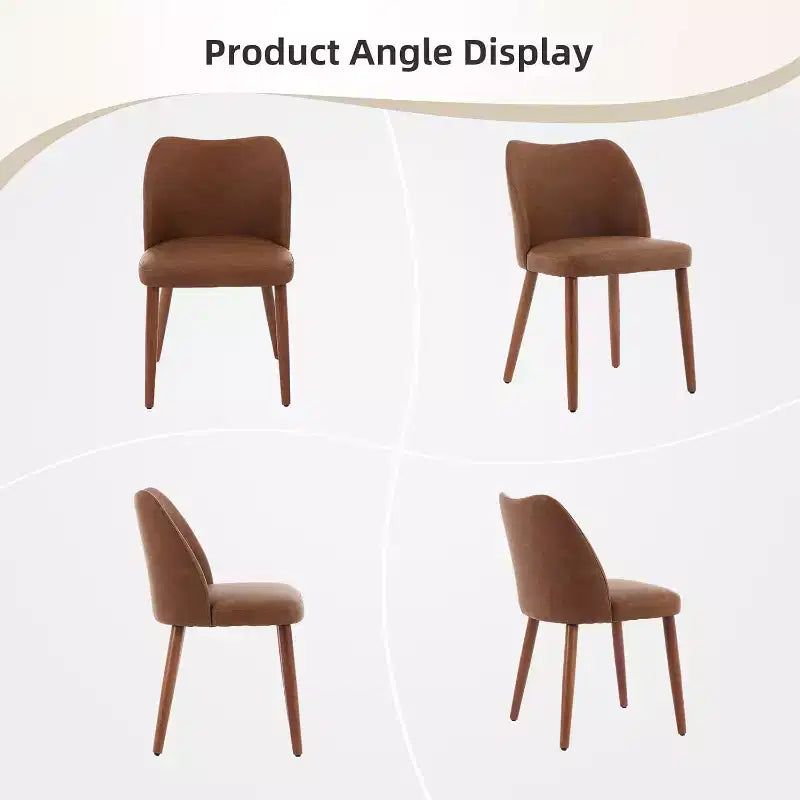 Chaise de salle à manger COZONY en cuir rembourrée, pieds en bois, dossier ailé, coussin épais, pour salle à manger et salon