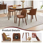 Chaise de salle à manger COZONY en cuir rembourrée, pieds en bois, dossier ailé, coussin épais, pour salle à manger et salon