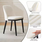 Chaise de salle à manger COZONY en cuir rembourrée, pieds en bois, dossier ailé, coussin épais, pour salle à manger et salon