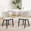 COZONY Leather Upholstered Dining Chair, Wood Legs Wing Backrest Thick Cushion Kitchen Chair for Dining Room Living Room