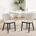 COZONY Leather Upholstered Dining Chair, Wood Legs Wing Backrest Thick Cushion Kitchen Chair for Dining Room Living Room