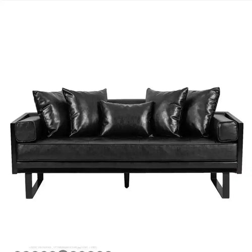 2-Seater Black PU Sofa, Sleek, Durable, for Living Room & Office