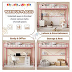Lit mezzanine double avec échelle et garde-corps arqué, cadre de lit mezzanine en métal robuste pour enfants et adultes, peu encombrant, pas besoin de sommier tapissier, rose