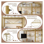 Lit mezzanine double avec échelle et garde-corps arqué, cadre de lit mezzanine en métal robuste pour enfants et adultes, peu encombrant, pas besoin de sommier tapissier, rose