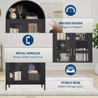 COZONY 73" Grand meuble de rangement de cuisine arqué avec portes vitrées, 2 étagères réglables pour cuisine, salon et salle à manger