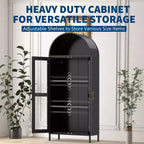 COZONY 73" Grand meuble de rangement de cuisine arqué avec portes vitrées, 2 étagères réglables pour cuisine, salon et salle à manger