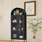 COZONY 73" Grand meuble de rangement de cuisine arqué avec portes vitrées, 2 étagères réglables pour cuisine, salon et salle à manger