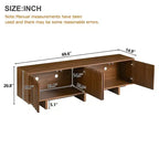 Meuble TV 70 pouces pour téléviseurs jusqu'à 75 pouces, meuble TV style rétro en bois avec portes ondulées, console multimédia avec rangement spacieux à double placard