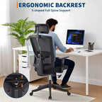 Fauteuil de bureau ergonomique Acekool en maille noire avec support réglable pour la maison et le bureau