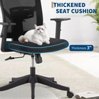 Fauteuil de bureau ergonomique Acekool en maille noire avec support réglable pour la maison et le bureau
