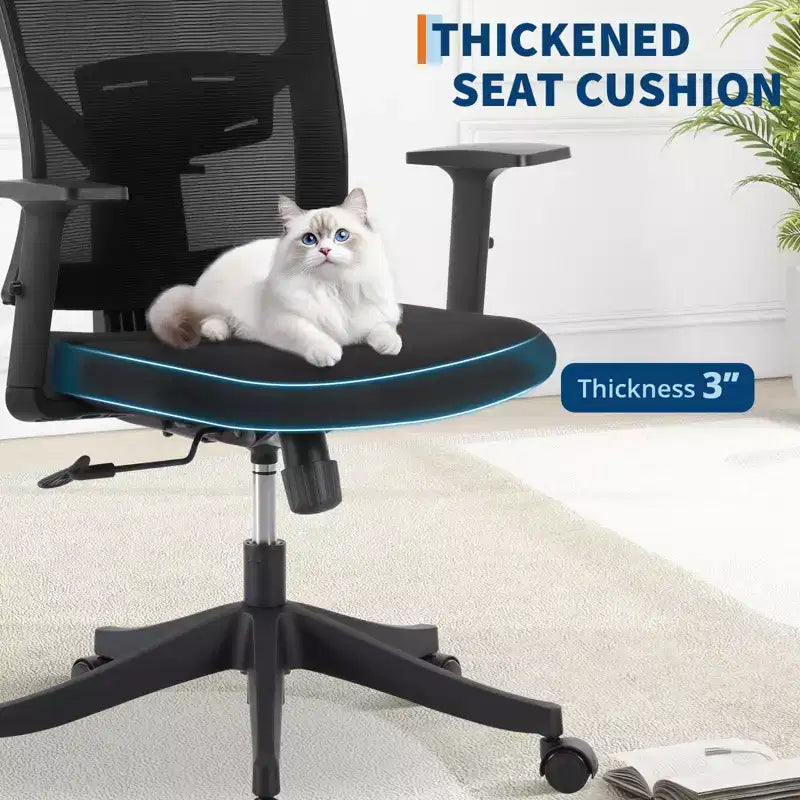 Fauteuil de bureau ergonomique Acekool en maille noire avec support réglable pour la maison et le bureau
