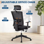 Fauteuil de bureau ergonomique Acekool en maille noire avec support réglable pour la maison et le bureau