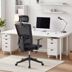 Fauteuil de bureau ergonomique Acekool en maille noire avec support réglable pour la maison et le bureau