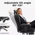 Chaise de bureau ergonomique 200 kg en cuir PU, fauteuil d'ordinateur avec soutien lombaire et dossier haut, chaise de bureau ergonomique avec appui-tête relevable, noir