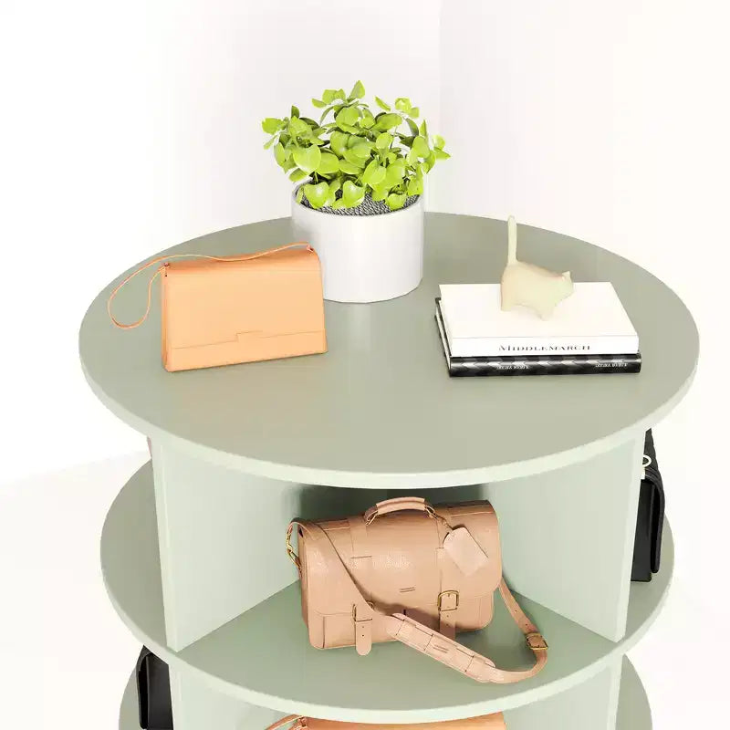 Tour de rangement à chaussures pivotante, Armoire à chaussures rotative à 360°, Tour à chaussures verticale ronde, Organisateur de chaussures et sacs à main rotatif