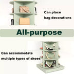 Tour de rangement à chaussures pivotante, Armoire à chaussures rotative à 360°, Tour à chaussures verticale ronde, Organisateur de chaussures et sacs à main rotatif