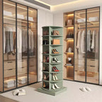 Tour de rangement à chaussures pivotante, Armoire à chaussures rotative à 360°, Tour à chaussures verticale ronde, Organisateur de chaussures et sacs à main rotatif
