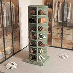 Tour de rangement à chaussures pivotante, Armoire à chaussures rotative à 360°, Tour à chaussures verticale ronde, Organisateur de chaussures et sacs à main rotatif