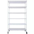 VIYET 6 Tier 6000LBS NSF Metal Wire Shelving, Heavy Duty Adjustable Storage Rack with Wheels & Shelf Liners (White)