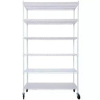 VIYET 6 Tier 6000LBS NSF Metal Wire Shelving, Heavy Duty Adjustable Storage Rack with Wheels & Shelf Liners (White)