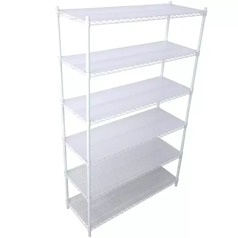 Étagère métallique VIYET à 6 niveaux 6000 lb, homologuée NSF, pour charges lourdes, avec roulettes et tapis d'étagères (Blanc)