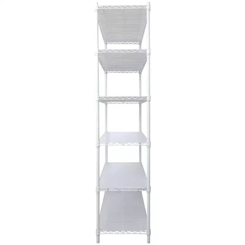 Étagère métallique VIYET à 6 niveaux 6000 lb, homologuée NSF, pour charges lourdes, avec roulettes et tapis d'étagères (Blanc)