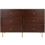Genevieve 6 Drawer Dresser - DRS5002 - Walnut/White - Safavieh