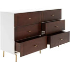 Commode 6 tiroirs Genevieve - DRS5002 - Noyer/Blanc - Safavieh