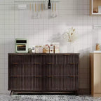Commode à 7 tiroirs cannelée pour chambre à coucher, commode moderne de 137 cm de large, design profilé incurvé, meuble de rangement en bois pour salon, couloir