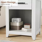 2 Tables de chevet de ferme avec station de charge, 2 tiroirs et étagère ouverte, ports USB/Type-C/prises CA, table d'appoint pour chambre à coucher, salon