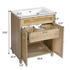 Table basse ronde de rangement rainurée JVNOXK de 31,8 pouces, en bois de pin massif, portes coulissantes, compartiments intérieurs spacieux, durable, finition noyer