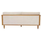 Canapé causeuse du milieu du siècle avec revêtement doux, accoudoirs en rotin et pieds en bois, canapé 2 places pour salon, chambre ou appartement - Panipeachy