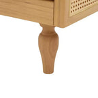 Canapé causeuse du milieu du siècle avec revêtement doux, accoudoirs en rotin et pieds en bois, canapé 2 places pour salon, chambre ou appartement - Panipeachy