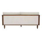 Canapé causeuse du milieu du siècle avec revêtement doux, accoudoirs en rotin et pieds en bois, canapé 2 places pour salon, chambre ou appartement - Panipeachy