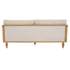 Canapé causeuse du milieu du siècle avec revêtement doux, accoudoirs en rotin et pieds en bois, canapé 2 places pour salon, chambre ou appartement - Panipeachy